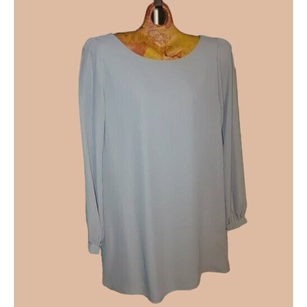 LuLu Small Gray Long Cuff Sleeve Wide Fit Dress Classic Simple Solid
